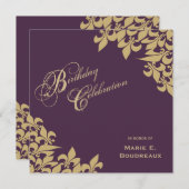 Invitation Fête d'anniversaire de Purple Fleur de Lis (Devant / Derrière)