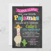 Invitation Fête d'anniversaire de pyjama de lama (Devant)