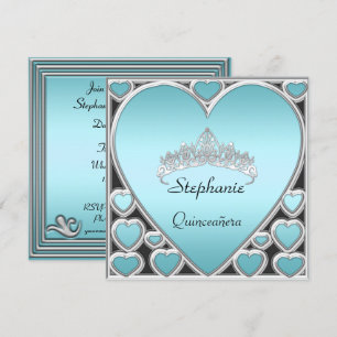 Invitation Fête d'anniversaire de Quinceañera bleu
