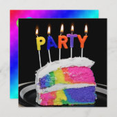 Invitation Fête d'anniversaire de Rainbow Cake (Devant / Derrière)
