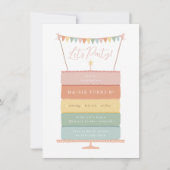 Invitation Fête d'anniversaire de Rainbow Layer Cake (Devant)