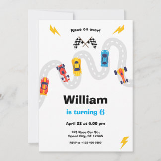 Invitation Fête d'anniversaire de rallye de voitures de cours