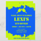 Invitation Fête d'anniversaire de raquettes de Pickleball (Devant / Derrière)