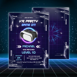 Invitation Fête d'anniversaire de réalité virtuelle de jeux V