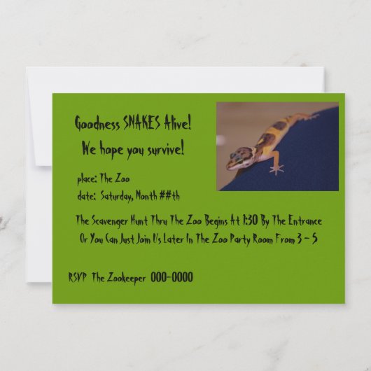 Invitation Fête d'anniversaire de Reptile (Dos)