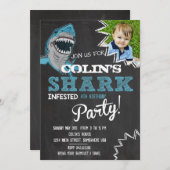 Invitation Fête d'anniversaire de requins (Devant / Derrière)