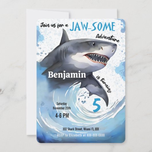 Invitation Fête d'anniversaire de requins (Devant)