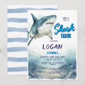 Invitation Fête d'anniversaire de requins (Devant / Derrière)