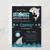 Invitation Fête d'anniversaire de requins infestés (Devant)