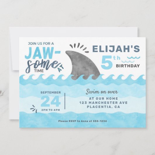 Invitation Fête d'anniversaire de requins sous la mer (Devant)