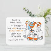 Invitation Fête d'anniversaire de robot (Debout devant)