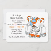 Invitation Fête d'anniversaire de robot (Devant)