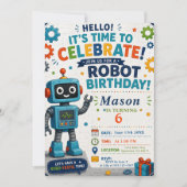 Invitation Fête d'anniversaire de robot (Devant)