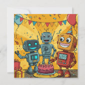 Invitation Fête d'anniversaire de robot amusant Robo (Dos)