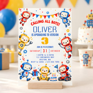 Invitation Fête d'anniversaire de Robot Sci-Fi Mignon Enfants