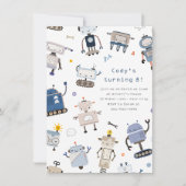 Invitation Fête d'anniversaire de robots (Devant)