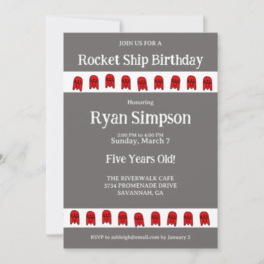 Invitation Fête d'anniversaire de Rocket Ship (Devant)