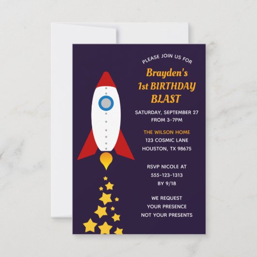 Invitation Fête d'anniversaire de Rockship (Devant)