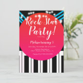 Invitation Fête d'anniversaire de Rockstar au piano musical (Debout devant)