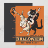 Invitation Fête d'anniversaire de Roguish cat lapin CC1156 Ha (Devant / Derrière)