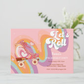 Invitation Fête d'anniversaire de roller retro (Debout devant)