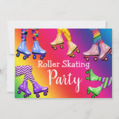 Invitation Fête d'anniversaire de roller rétro (Devant)