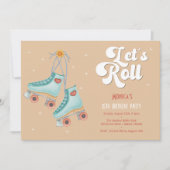 Invitation Fête d'anniversaire de roller retro (Devant)