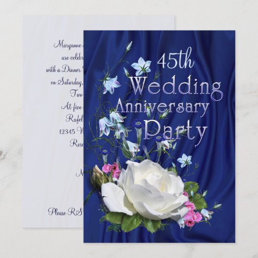 Invitation Fête d'anniversaire de Rose Blanche année personna (Devant / Derrière)