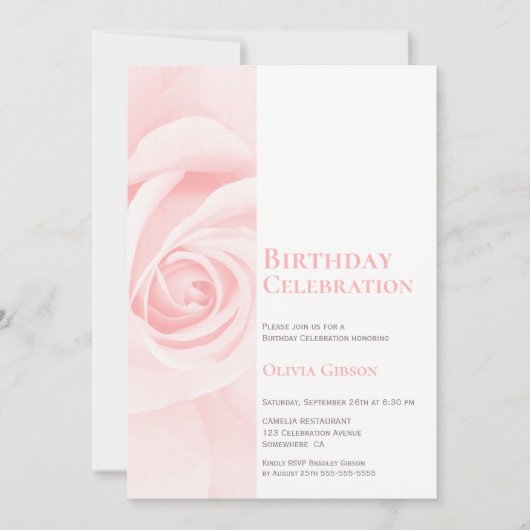 Invitation Fête d'anniversaire de Rose moderne (Devant)