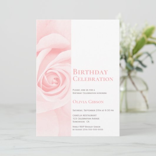 Invitation Fête d'anniversaire de Rose moderne (Debout devant)
