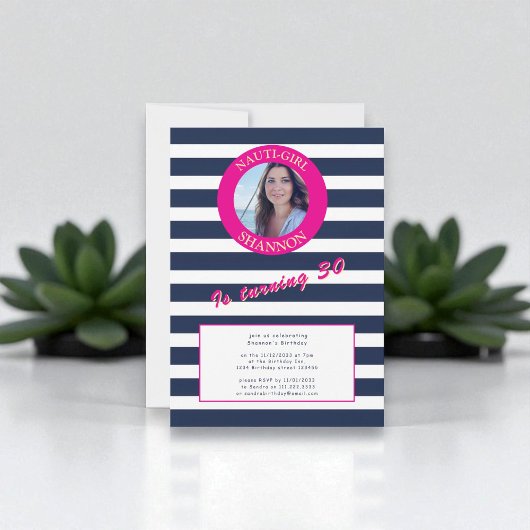 Invitation Fête d'anniversaire de roses et de la marine