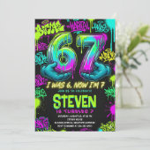Invitation Fête d'anniversaire de rue Graffiti 7 ans (Debout devant)