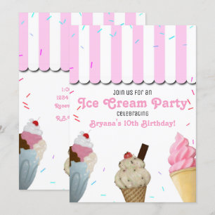 Invitation Fête d'anniversaire de salon de glace rose I