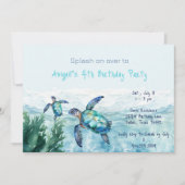 Invitation Fête d'anniversaire de Sea Turtle Kid (Devant)