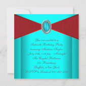 Invitation Fête d'anniversaire de seize ans Bleu sarcelle Rou (Dos)