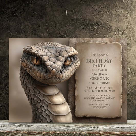 Invitation Fête d'anniversaire de serpent du désert