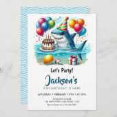 Invitation Fête d'anniversaire de Shark Boy (Devant / Derrière)