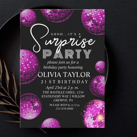 Invitation Fête d'anniversaire de Shirt Black Rose Surprise