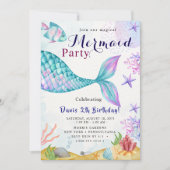Invitation Fête d'anniversaire de sirène (Devant)