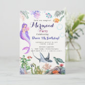 Invitation Fête d'anniversaire de sirène (Debout devant)