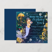 Invitation Fête d'anniversaire de sirène (Devant / Derrière)