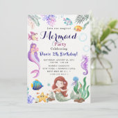 Invitation Fête d'anniversaire de sirène (Debout devant)
