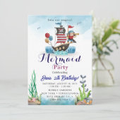 Invitation Fête d'anniversaire de sirène (Debout devant)