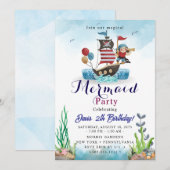 Invitation Fête d'anniversaire de sirène (Devant / Derrière)