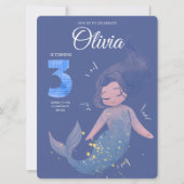 Invitation Fête d'anniversaire de sirène aquarelle mignonne v (Devant)
