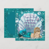 Invitation Fête d'anniversaire de sirène blonde chic (Devant / Derrière)