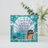 Invitation Fête d'anniversaire de sirène ethnique sous la mer (Debout devant)