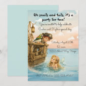 Invitation Fête d'anniversaire de sirène pirate numérique (Devant / Derrière)
