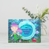Invitation Fête d'anniversaire de sirène pour fille sous la m (Debout devant)