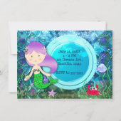 Invitation Fête d'anniversaire de sirène pour fille sous la m (Dos)